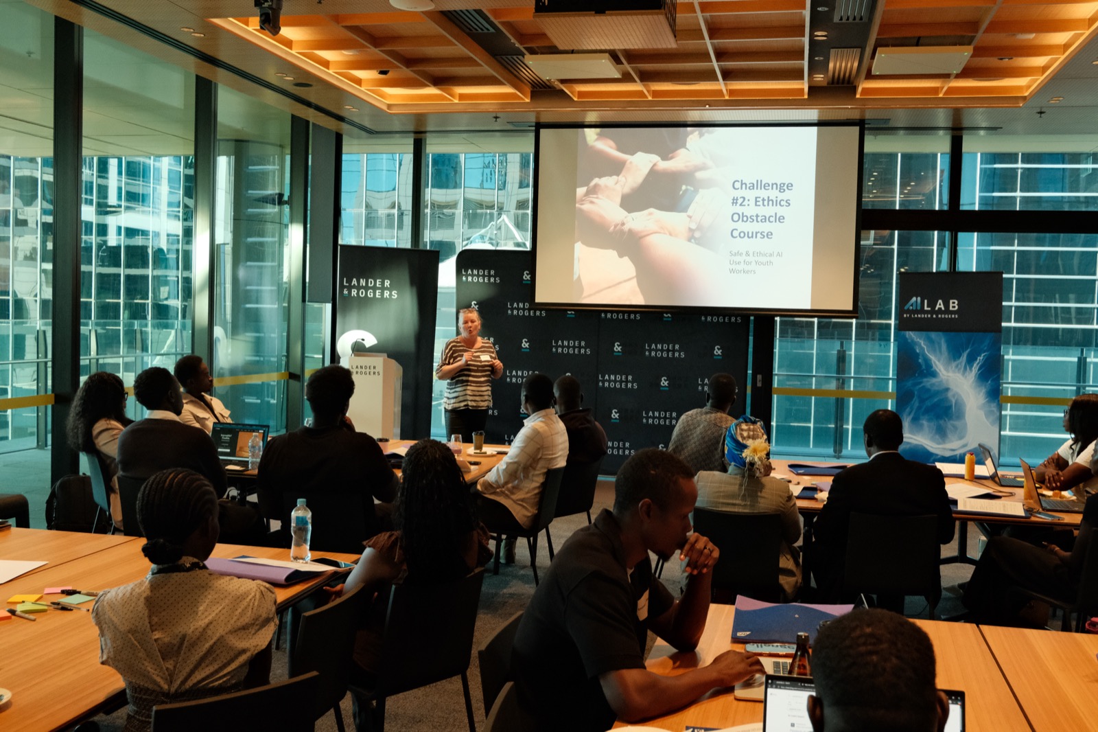 Tracy Anthony presenting to a room at Lander & Rogers