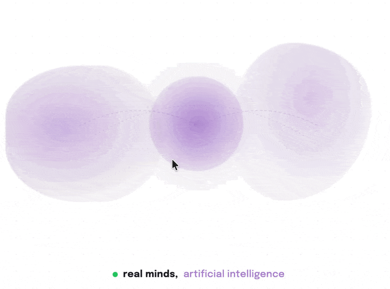 Three abstract forms representing Tracy, Dennis and Claude Code converging — Real Minds AI