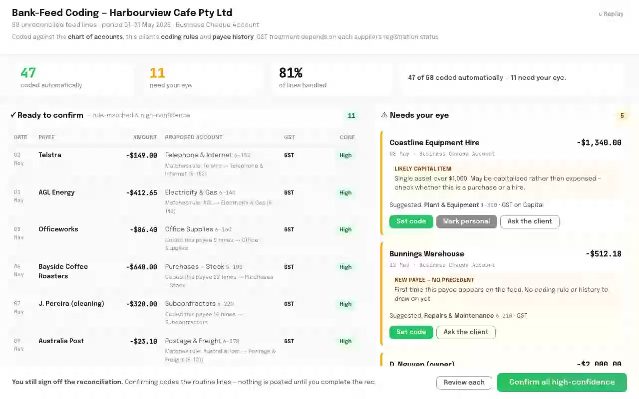 Bank-Feed Coding Assistant - Accounting AI application