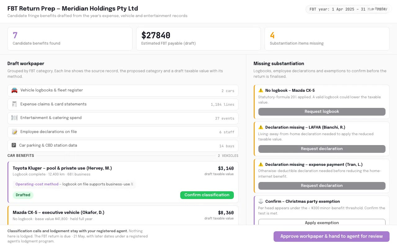 FBT Return Prep Assistant - Accounting AI application