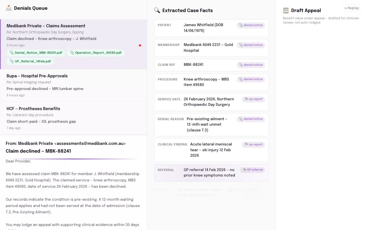 Denial Appeal Drafter - Healthcare & Disability AI application