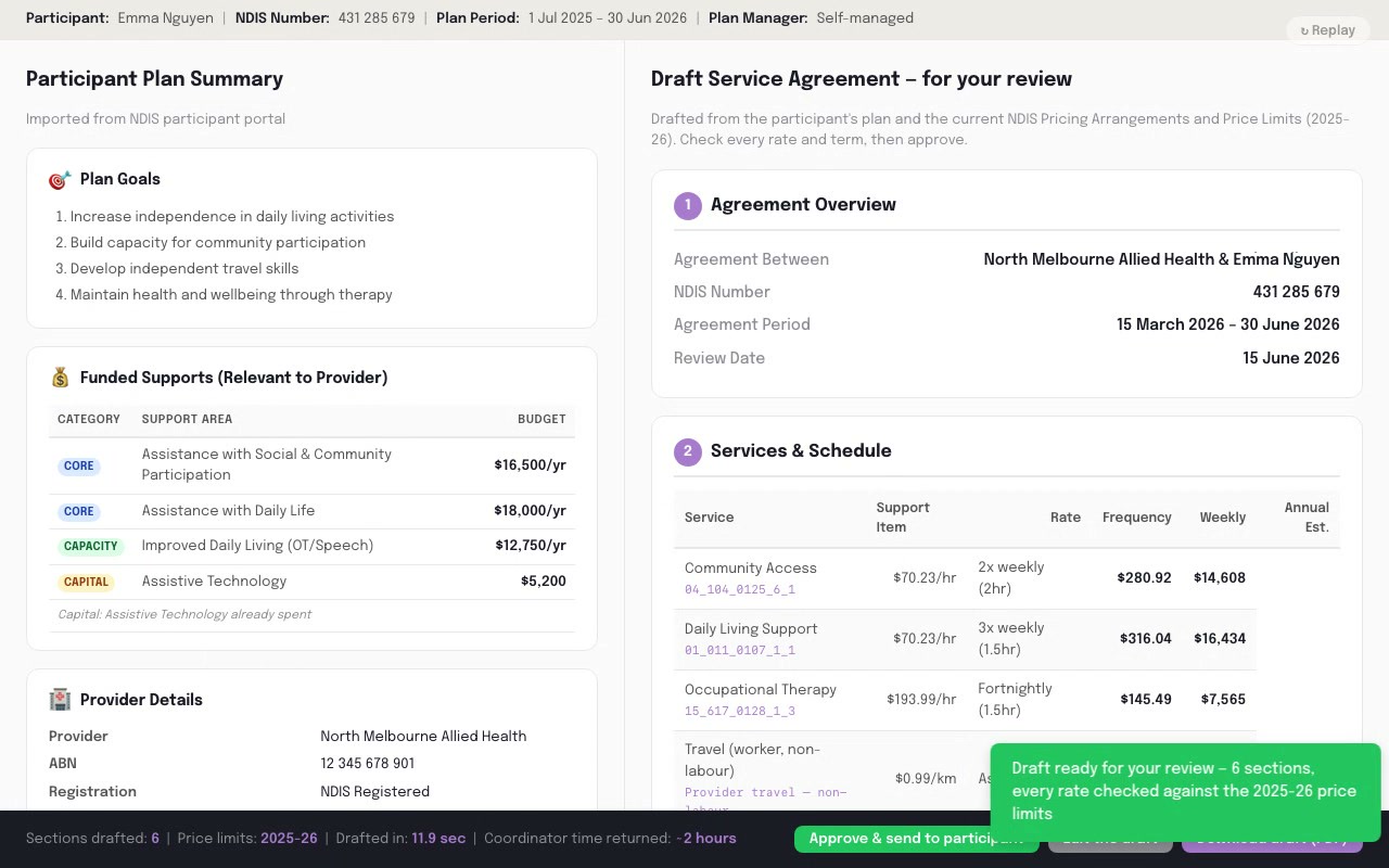 NDIS Service Agreement Generator - NDIS & Disability AI application